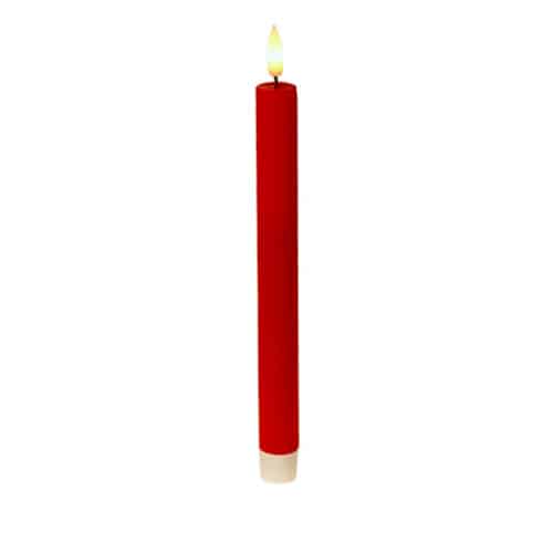 Bougie chandelle led rouge 24,5cm x 2,10cm cire veritable 2 modes d'eclairage E&C Events location nappe serviette Arche ballon décoration événement anniversaire1