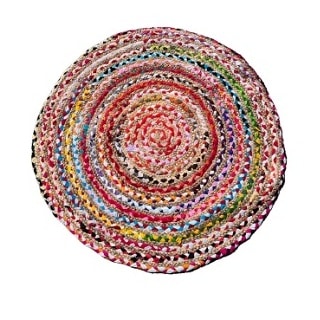 Tapis tissé rond multicolore 1 90 cm E&C Events location materiel mobilier decoration Pays de Gex Geneve Suisse